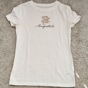 Aeropostale Cream Tee with Bear Graphic